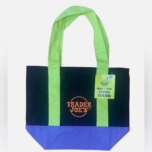 Trader Joe's Mini Black and Blue Canvas Tote Bag